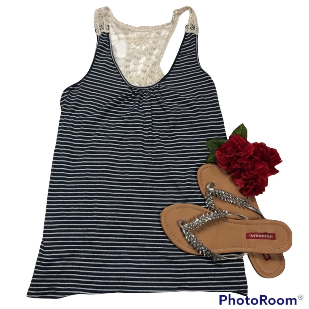 Haani Lace Back Striped Tank size Small